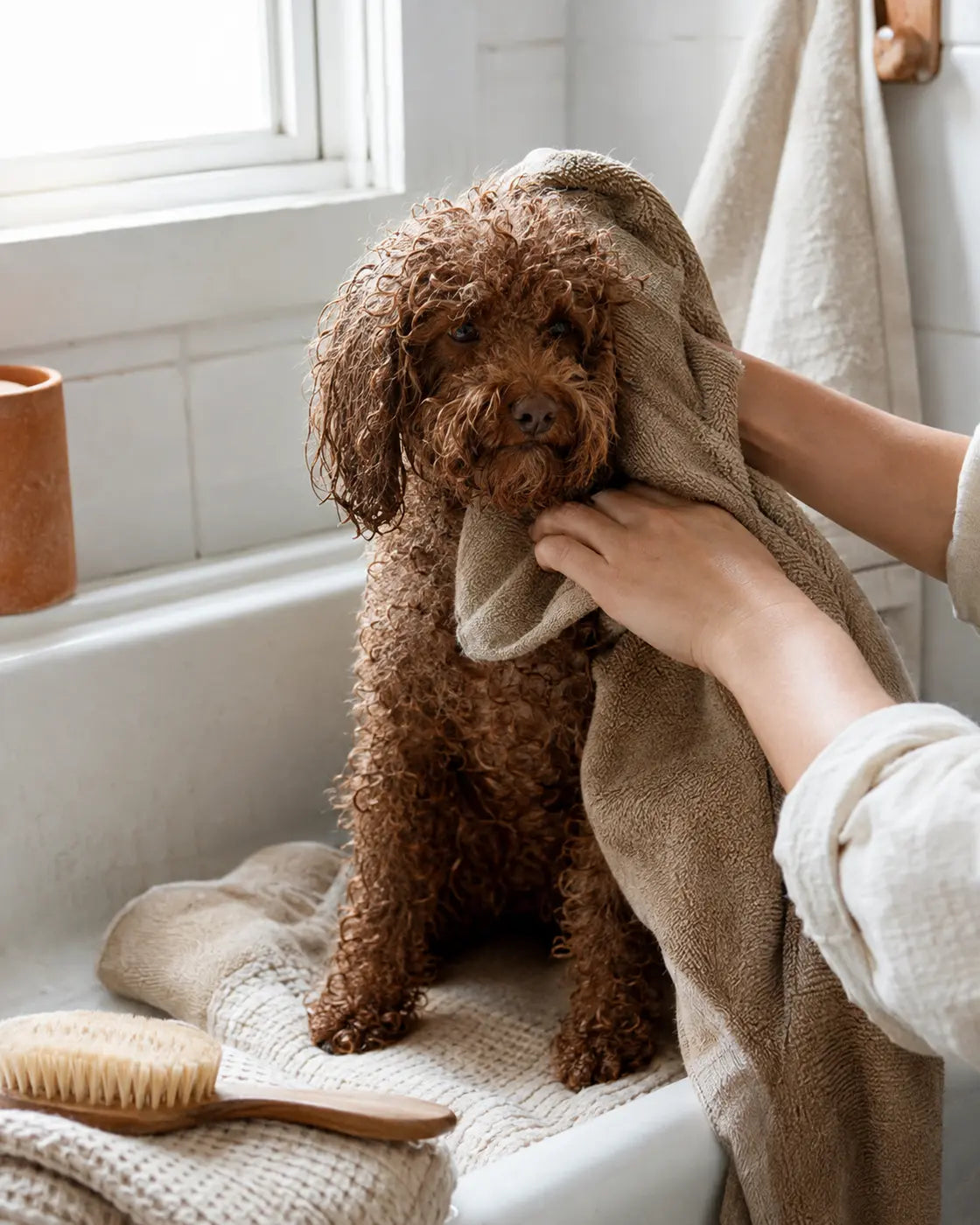 Bath time can also be a moment of trust.