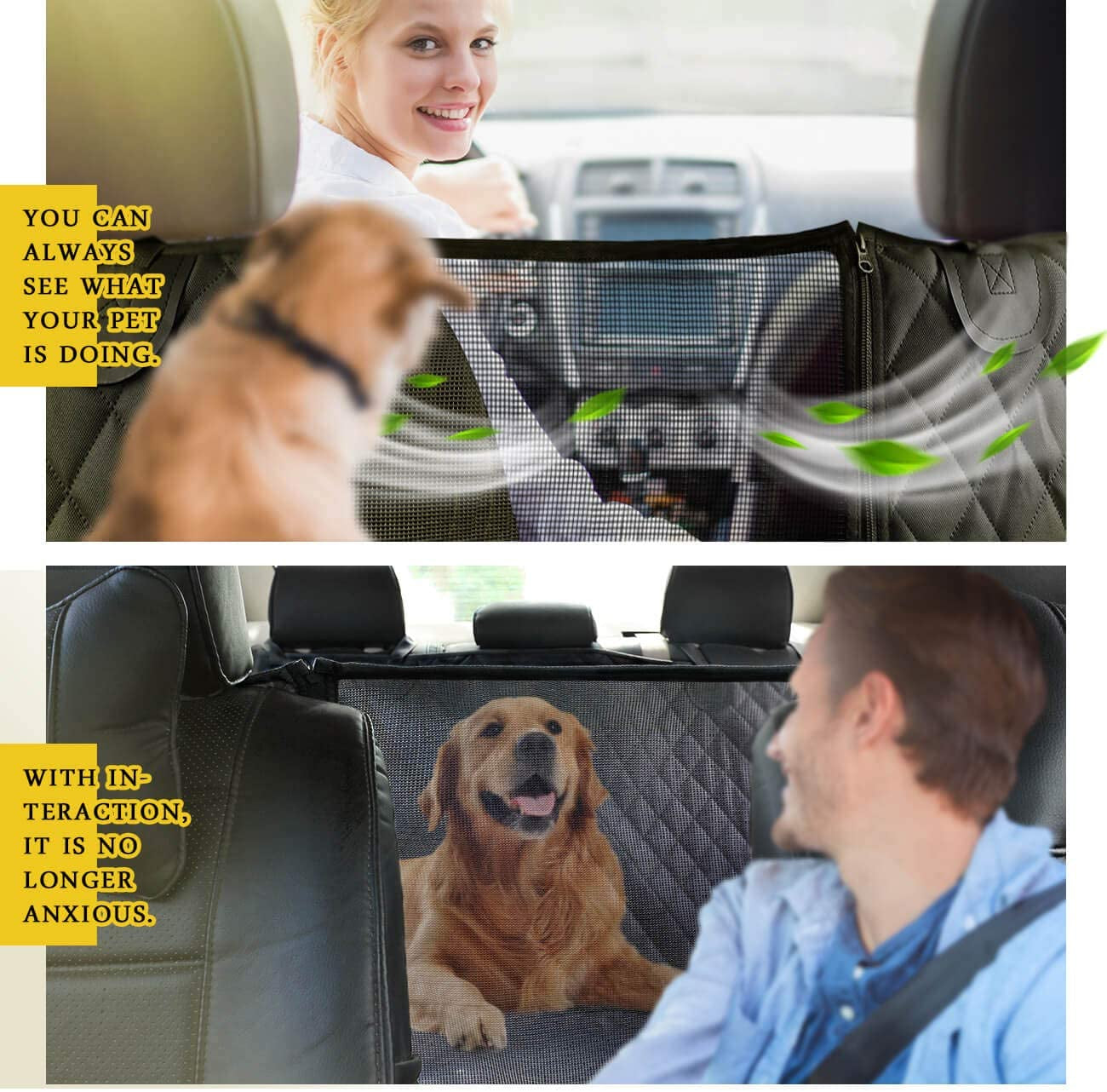 Waterproof Back Seat Cover with Mesh Window — Black