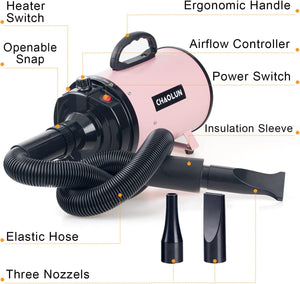 Dog Dryer for Pet Grooming, Pet Hair Dryer with Heater, Pink