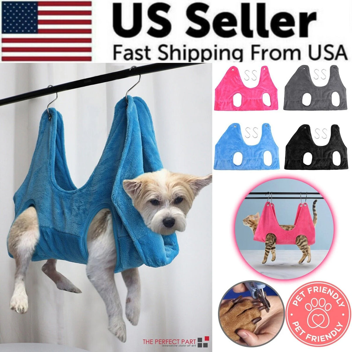 
Portable Pet Dog Cat Grooming Hanging Hammock Harness Breathable Groom Helper US