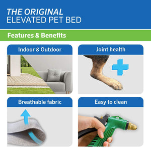 Original Elevated Dog Bed - Breathable Off-The-Ground Pet Bed with Cooling Fabric, Joint Relief & Moisture-Resistant Fabric, 100% Recyclable, Easy Clean, Nutmeg, Medium