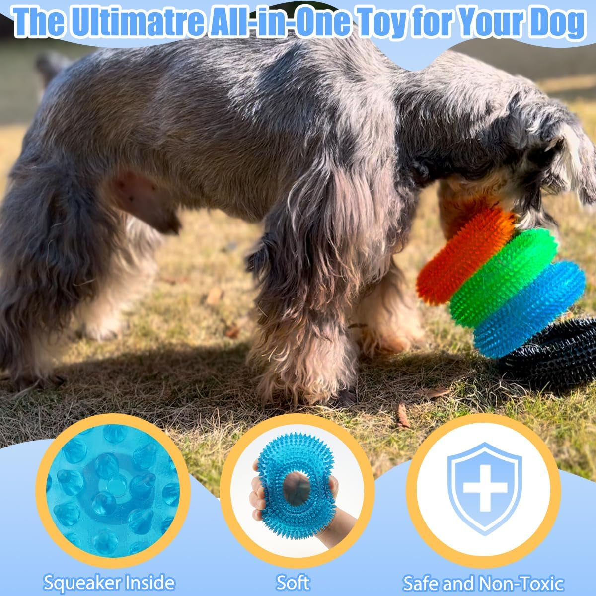 Floating Donut Ring Chew Toy — Crystal Blue, 4.92 Inches