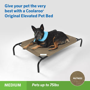 Original Elevated Dog Bed - Breathable Off-The-Ground Pet Bed with Cooling Fabric, Joint Relief & Moisture-Resistant Fabric, 100% Recyclable, Easy Clean, Nutmeg, Medium