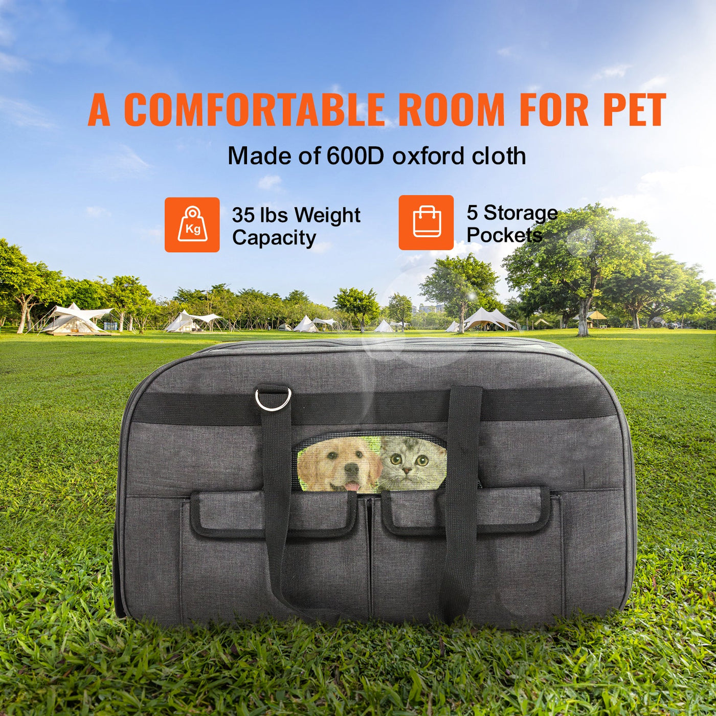 Rolling Pet Carrier with Telescopic Handle — Black