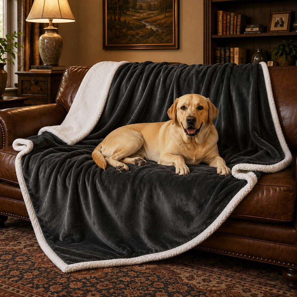 Dog Blankets for Large Dogs, Soft Fluffy Fleece Pet Blankets for Couch, Sofa, Dog Beds, Car Seats, Creat, Washable, 50X60 Inches, Black