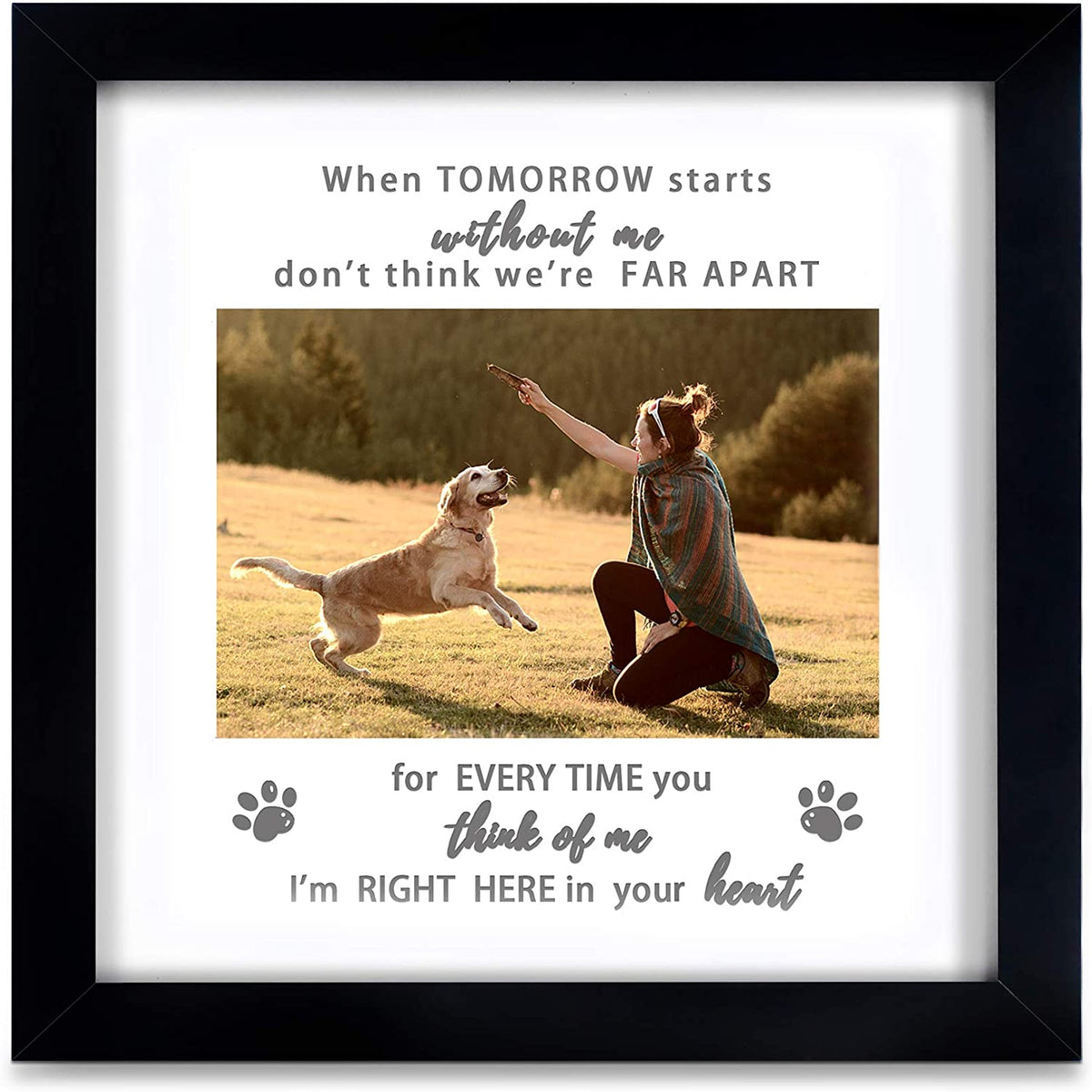 Pet Memorial Picture Frame, Sympathy Gift, Dog Cat Tribute,Black | Sympathy Loss Gift, Dog Cat Remembrance Keepsake Tribute