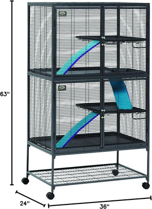 Critter Nation by  Double Unit Small Animal Cage, Habitat for Rats, Chinchillas, Ferrets, Sugar Gliders, Tool-Free Assembly, with Full-Width Doors, Shelves & Removable Base Pans