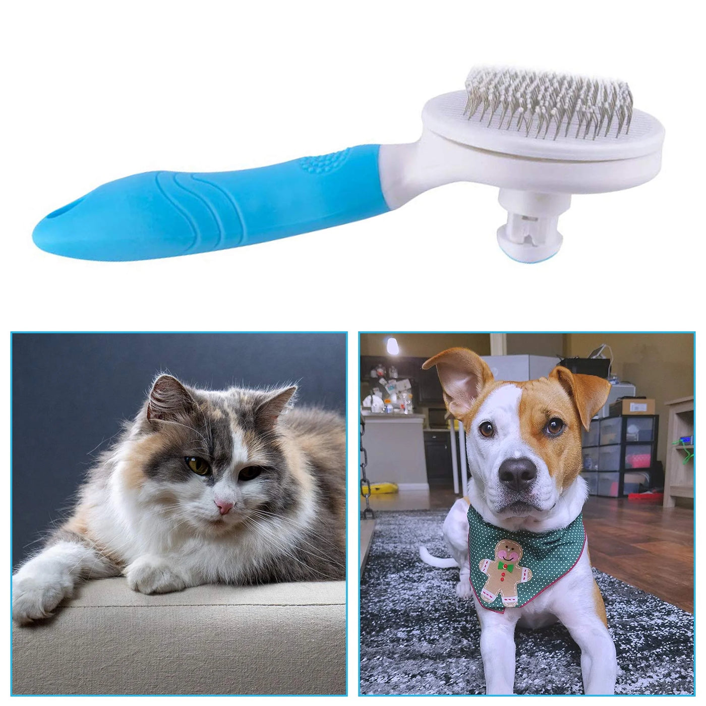 Self-Cleaning Slicker Brush for Dogs, Cats & Rabbits