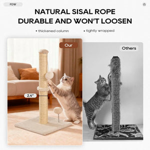Inch Cat Scratching Post Cat Scratcher Natural Sisal Rope Scratch Post Kitten Trees with Hanging Ball for Indoor Cats,Beige