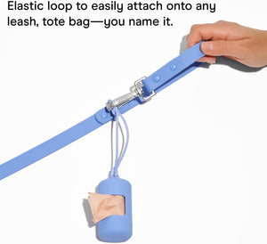 Dog Poop Bag Holder and Dispenser with Leash Attachment, Leak Proof, Easy Twist Top for Refills, Includes 1 Roll Bags, Blush