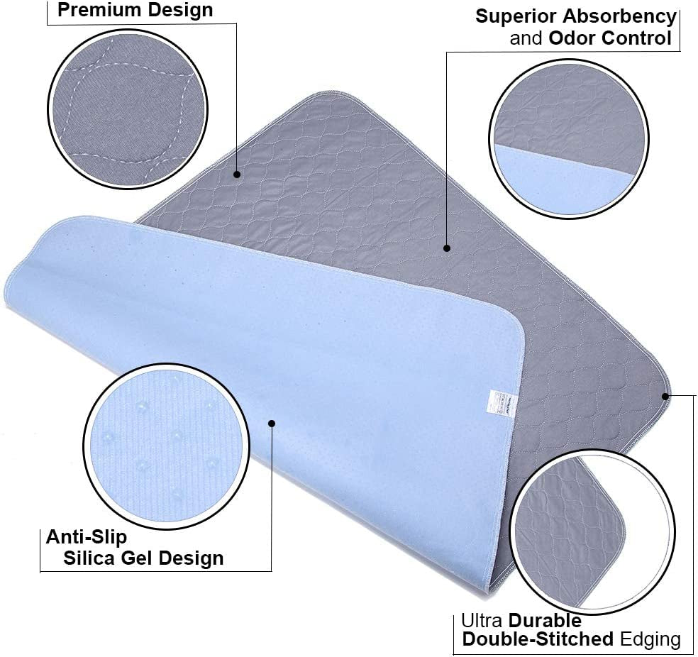 Washable Reusable Pee Pads (2-Pack) with Grooming Gloves