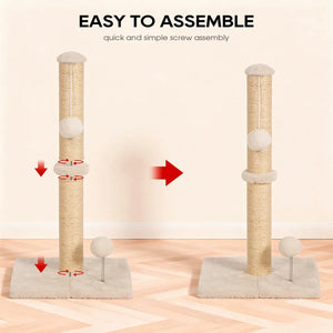 Inch Cat Scratching Post Cat Scratcher Natural Sisal Rope Scratch Post Kitten Trees with Hanging Ball for Indoor Cats,Beige