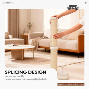 Inch Cat Scratching Post Cat Scratcher Natural Sisal Rope Scratch Post Kitten Trees with Hanging Ball for Indoor Cats,Beige
