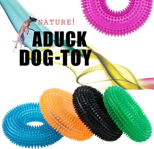 Dog Squeaky Chew Toys for Aggressive Chewers, Small Medium Large Dogs Teeth Cleaning Soft Natural Rubber Float Toy for Indoor Outdoor Water Pool, Donut Ring Design 4.92 Inch, Crystal Blue