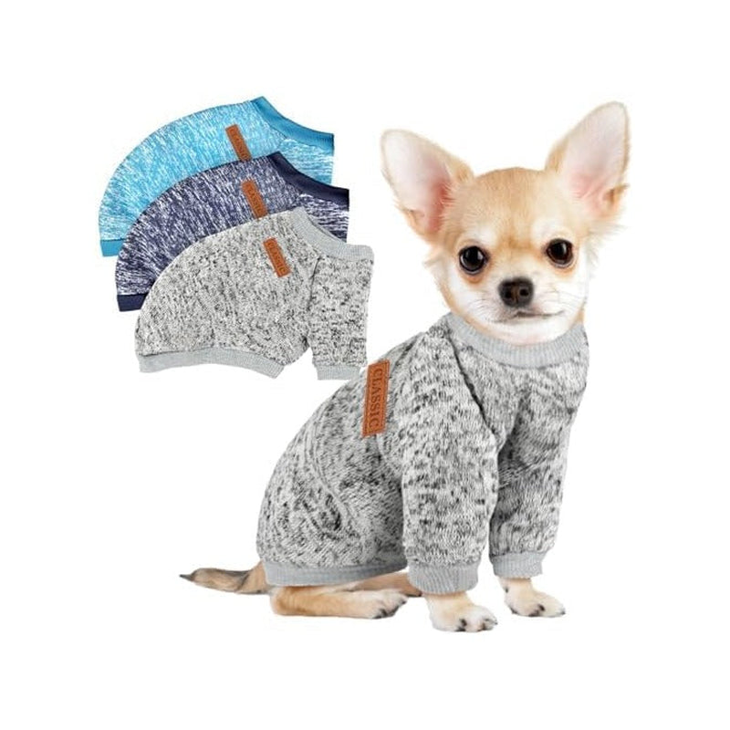 3 Pack Dog Sweaters for Small Dogs Girl Boy Winter Fleece Clothes Warm Soft Dog Sweatshirt Outfit for Dogs Cats Pet Apparel