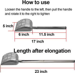 Stainless Steel Cat Litter Scoop 23 Inches Telescoping Litter Scoop with Long Handle Perfect Scooper for Cats and Dogs